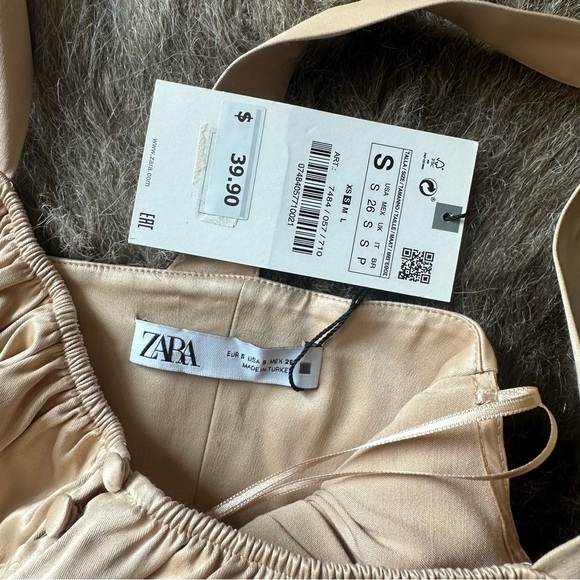 Zara Satin Effect Corset Top - Size Small - Soft Tan - NWT - Picture 3 of 6